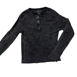 On Fire Black Girls M Long-Sleeve Ribbed Cotton Henley
